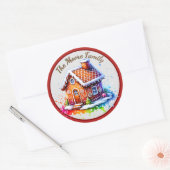Schattige Gingerbread House Christmas Ronde Sticker (Envelop)