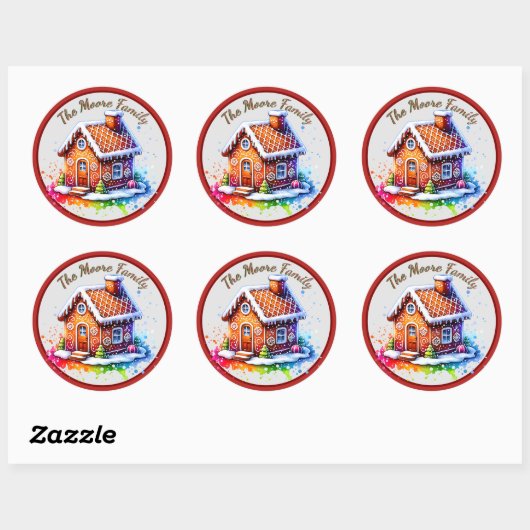 Schattige Gingerbread House Christmas Ronde Sticker (Vel)