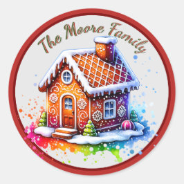 Schattige Gingerbread House Christmas Ronde Sticker