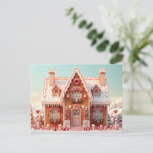 Schattige Gingerbread House Christmas Wenskaart Briefkaart (Staand voorkant)