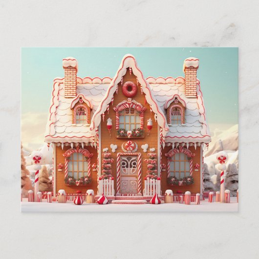 Schattige Gingerbread House Christmas Wenskaart Briefkaart (Voorkant)