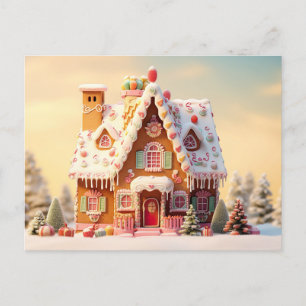 Schattige Gingerbread House Christmas Wenskaart Briefkaart