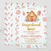 Schattige Gingerbread House Decorating Party Verja Kaart (Voorkant / Achterkant)