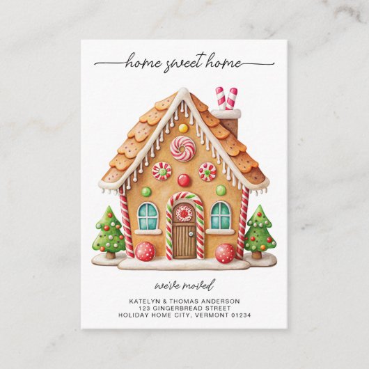Schattige Gingerbread House Nieuw Adres Vakantie V Informatiekaartje (Voorkant)