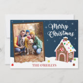 Schattige Gingerbread House Vrolijke kerstfotokaar Feestdagenkaart (Voorkant)