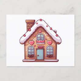 Schattige Gingerbread Kerstvakantiehuis Feestdagenkaart