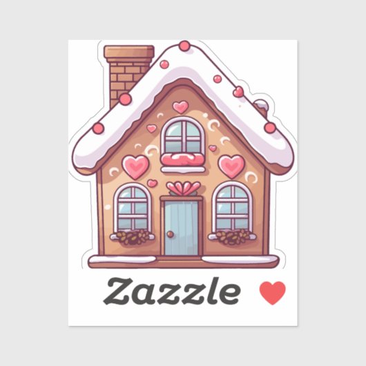 Schattige Gingerbread Kerstvakantiehuis Sticker (Vel)