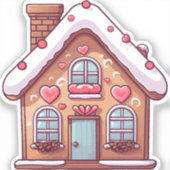 Schattige Gingerbread Kerstvakantiehuis Sticker (Voorkant)