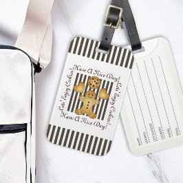 Schattige Gingerbread Man Cookie Illustratie Kinde Bagagelabel