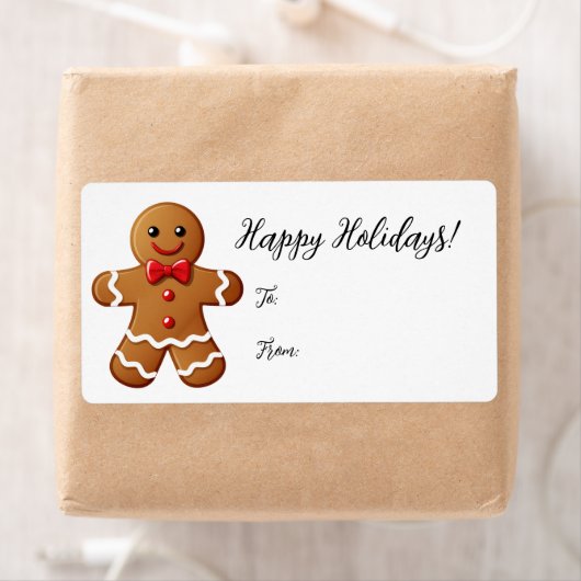 Schattige Gingerbread Man Holiday Gift Label Stick (Insitu)