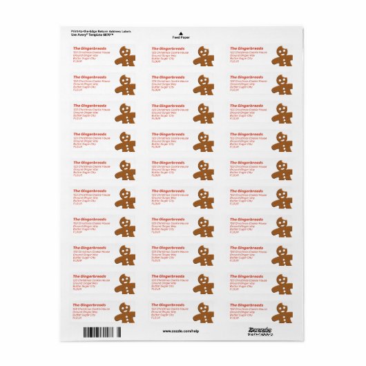 Schattige Gingerbread Man Retouradreslabel Etiket (Full Sheet)
