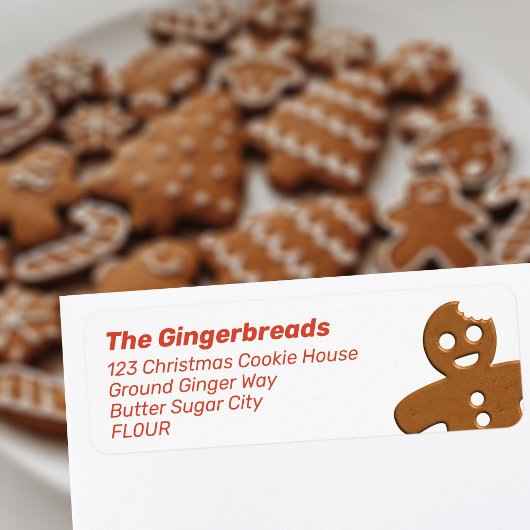 Schattige Gingerbread Man Retouradreslabel Etiket