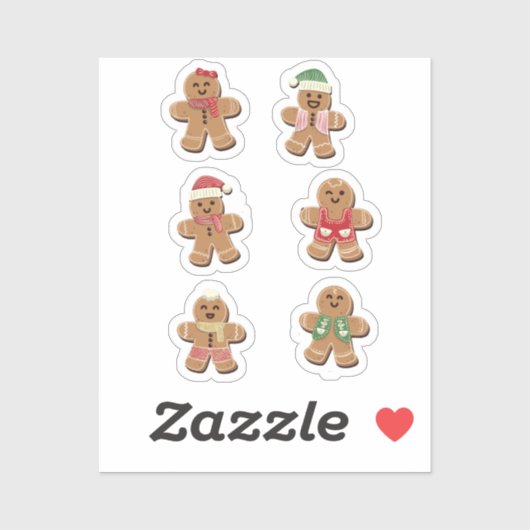 Schattige Gingerbread Mannen Kerst stickers Set (Vel)