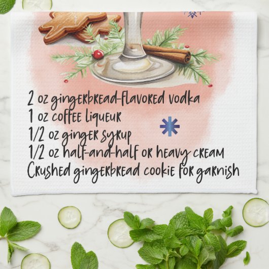Schattige Gingerbread Martini Christmas Drink Rece Theedoek (Gevouwen)