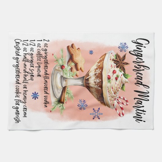 Schattige Gingerbread Martini Christmas Drink Rece Theedoek (Horizontaal)