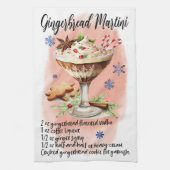 Schattige Gingerbread Martini Christmas Drink Rece Theedoek (Verticaal)