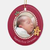 Schattige Gingerbread Meisje Baby Eerste Kerstmis Keramisch Ornament (Links)