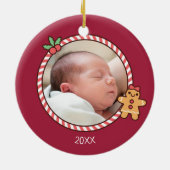 Schattige Gingerbread Meisje Baby Eerste Kerstmis Keramisch Ornament (Achterkant)
