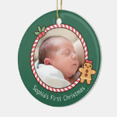 Schattige Gingerbread Meisje Baby Eerste Kerstmis  Keramisch Ornament (Links)