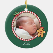 Schattige Gingerbread Meisje Baby Eerste Kerstmis  Keramisch Ornament (Achterkant)
