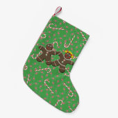 Schattige Gingerbread Paar Kerst Candy Canes Xmas Kleine Kerstsok (Voorkant (Hangend))