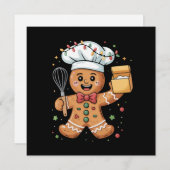 Schattige Gingerman Bakker Kerst Chef Bakken Feestdagenkaart (Voorkant / Achterkant)