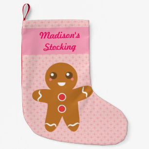 Schattige Gingerman Kerst Persoonlijke Roze Kleine Kerstsok