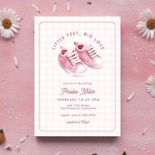 Schattige Gingham Baby Sneakers Roze Baby shower Kaart