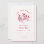 Schattige Gingham Baby Sneakers Roze Baby shower Kaart (Voorkant)
