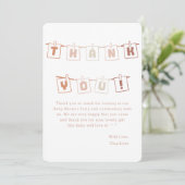 Schattige Gingham Boho Notedry Baby Shower Bedankkaart (Staand voorkant)