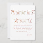 Schattige Gingham Boho Notedry Baby Shower Bedankkaart (Voorkant)