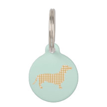 Schattige Gingham Dachshund Ei Blauw