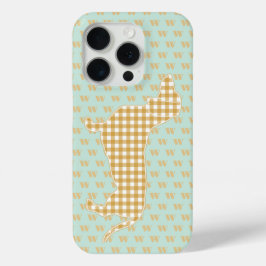 Schattige Gingham Dachshund Monogram Eend Blauw iPhone 16 Pro Hoesje