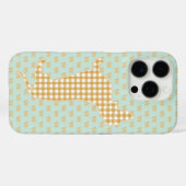 Schattige Gingham Dachshund Monogram Eend Blauw Case-Mate iPhone Case (Achterkant (horizontaal))