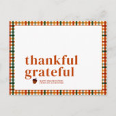 Schattige Gingham Dankbaarheid Thanksgiving Feestdagenkaart (Voorkant)