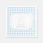 Schattige Gingham French Teddy Bear-Baby shower Servet (Voorkant)