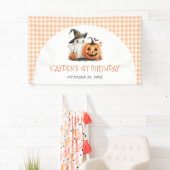 Schattige Gingham Halloween Ghost 1st Birthday Spandoek (Insitu)