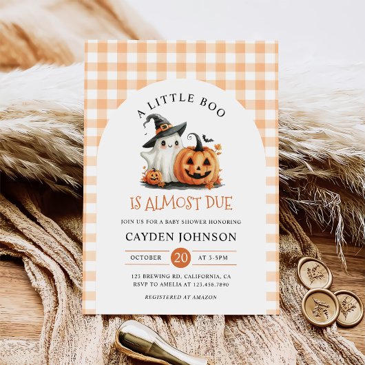 Schattige Gingham Halloween Ghost Baby shower Kaart