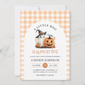 Schattige Gingham Halloween Ghost Baby shower Kaart (Voorkant)