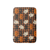 Schattige, gingham Halloween spook pompoen vleermu Badmat (Voorkant Verticaal)