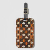 Schattige, gingham Halloween spook pompoen vleermu Bagagelabel (Voorkant (verticaal))