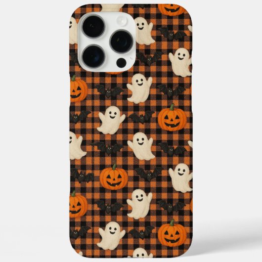 Schattige, gingham Halloween spook pompoen vleermu Case-Mate iPhone Case (Achterkant)