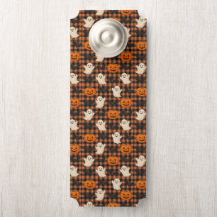 Schattige, gingham Halloween spook pompoen vleermu Deurhanger