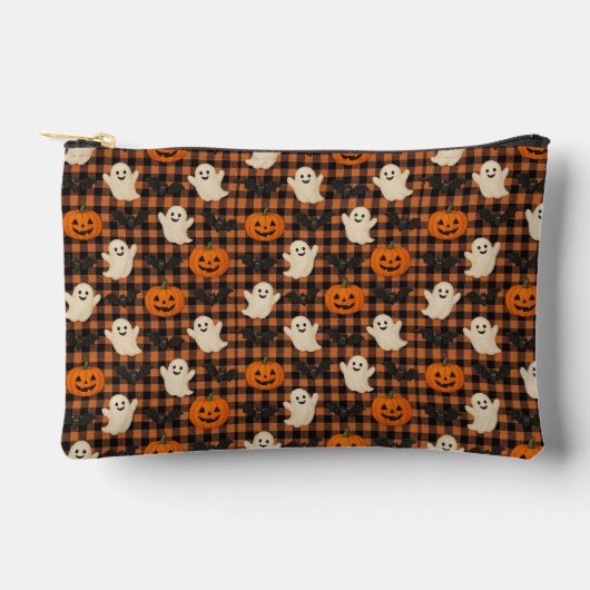 Schattige, gingham Halloween spook pompoen vleermu Etui (Voorkant)