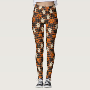 Schattige, gingham Halloween spook pompoen vleermu Leggings