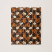 Schattige, gingham Halloween spook pompoen vleermu Legpuzzel (Verticaal)