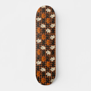 Schattige, gingham Halloween spook pompoen vleermu Persoonlijk Skateboard