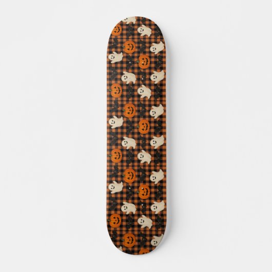 Schattige, gingham Halloween spook pompoen vleermu Persoonlijk Skateboard (Voorkant)