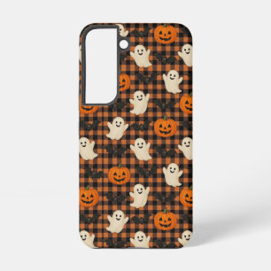 Schattige, gingham Halloween spook pompoen vleermu Samsung Galaxy Hoesje