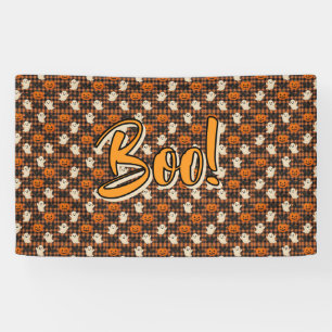 Schattige, gingham Halloween spook pompoen vleermu Spandoek